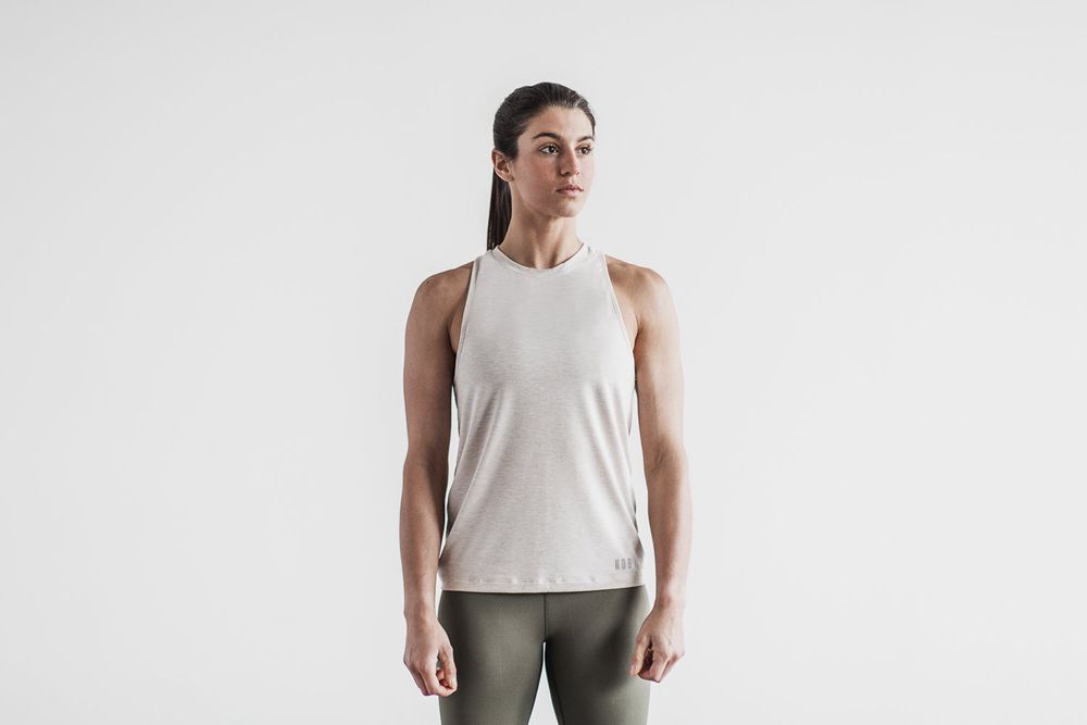 NOBULL Women's High-Neck Tank Tops - Oatmeal - Ireland (9274QIWYA)